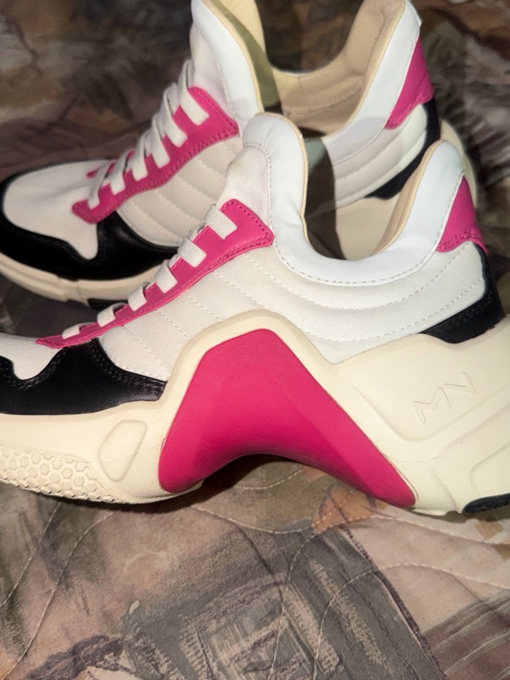 Mark Nason White, Pink & Black Platform Sneakers
